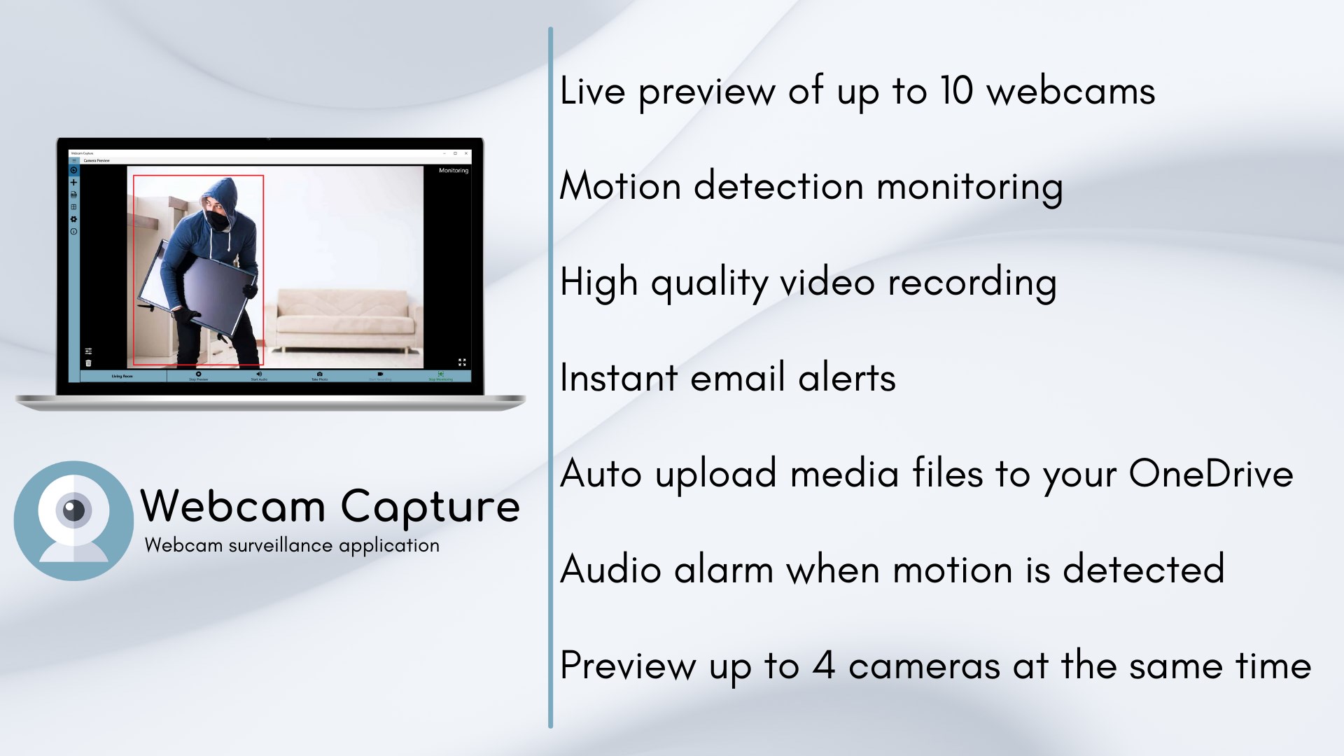Webcam Capture surveillance software interface